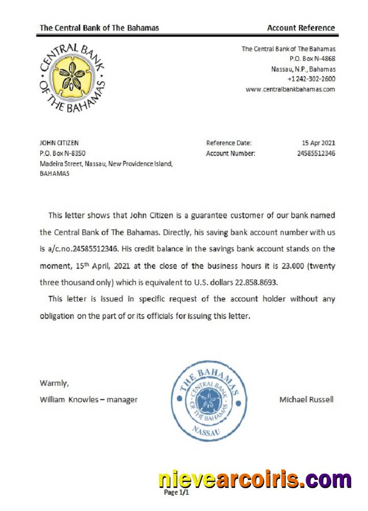 The Bahamas The central bank of The Bahamas reference